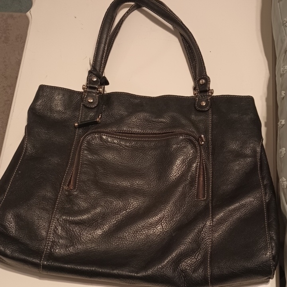 Black Leather pick quality leather handbag